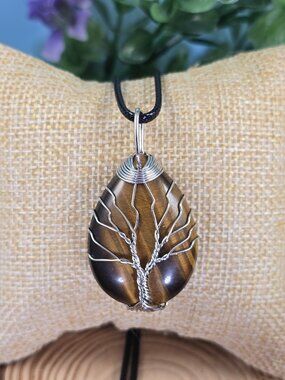 Tiger's Eye Tree of Life Necklace #67